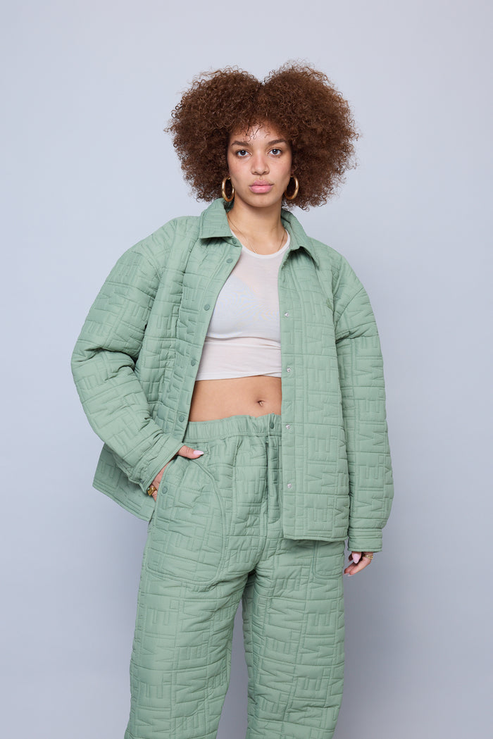 Monogram Quilted Puff Shacket - Sage – Melody Ehsani