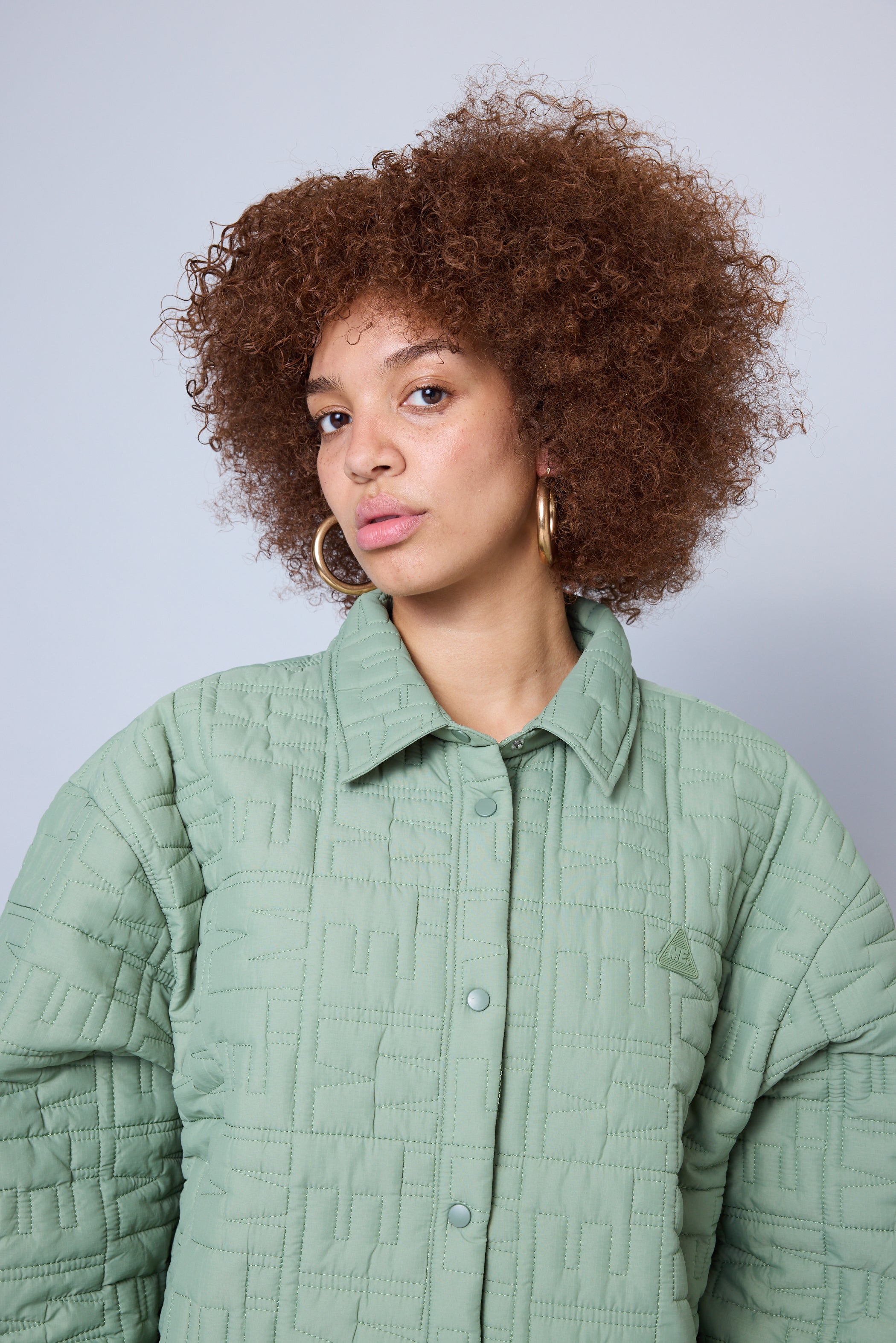 Monogram Quilted Puff Shacket - Sage – Melody Ehsani