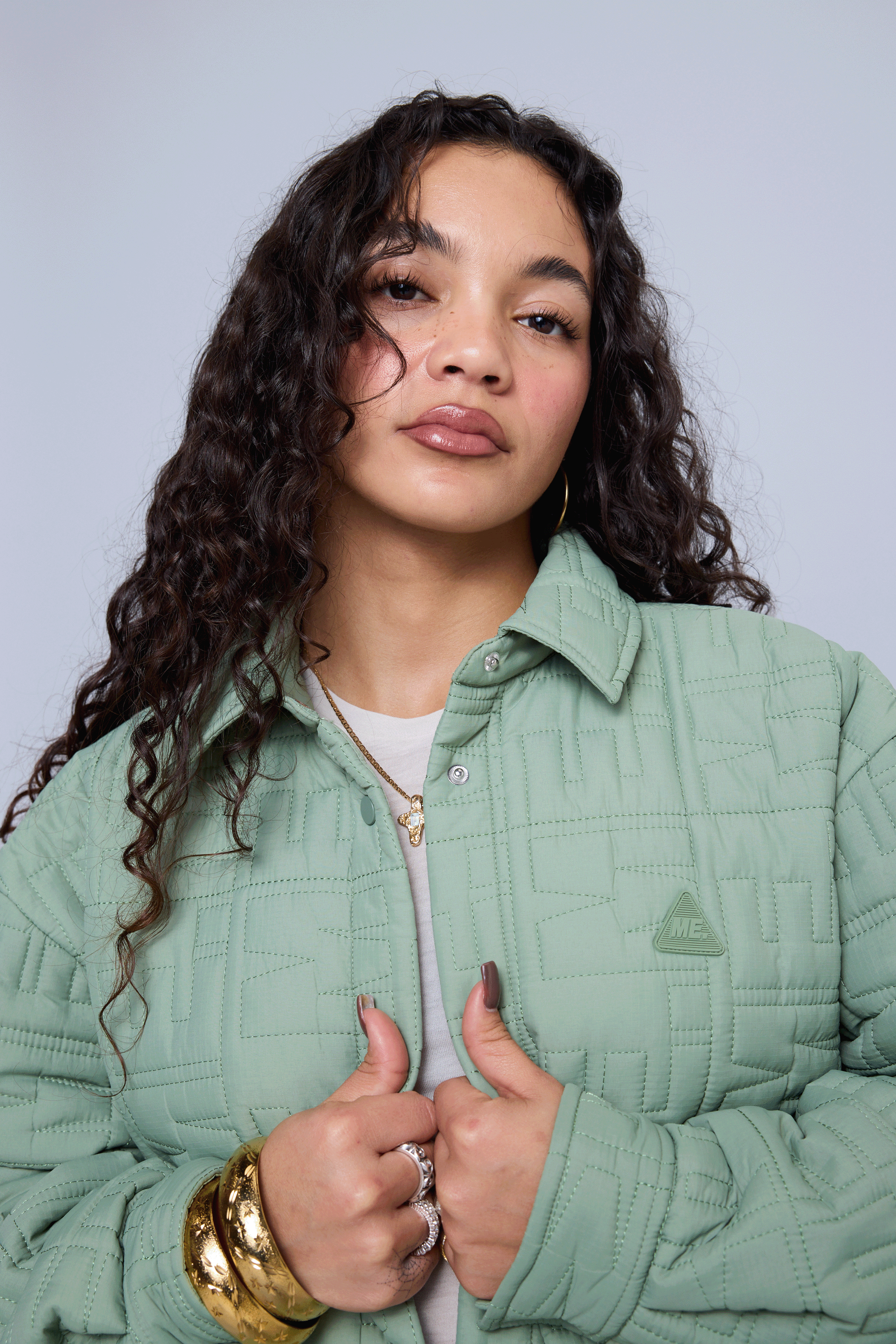 Monogram Quilted Puff Shacket - Sage – Melody Ehsani
