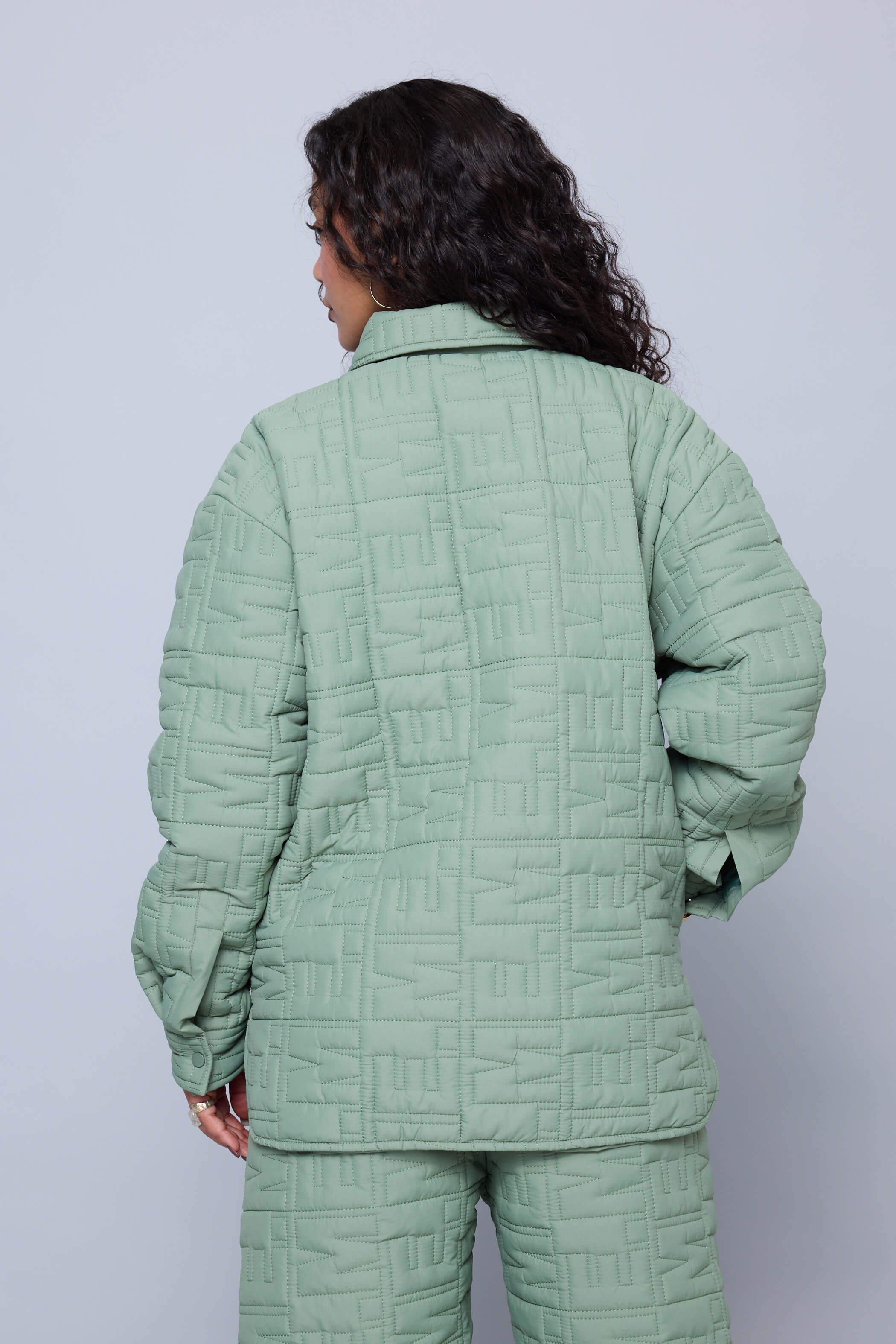 Monogram Quilted Puff Shacket - Sage – Melody Ehsani